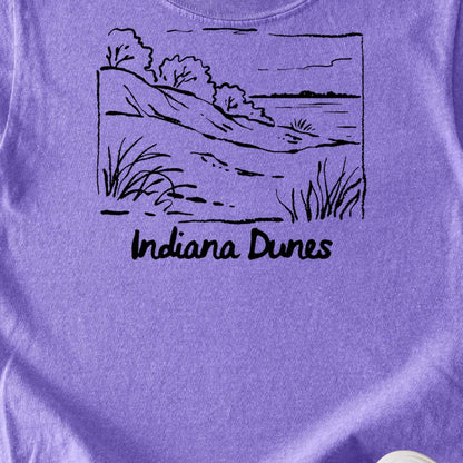 Indiana Dunes National Park Line Drawing Kids Cotton T-Shirt