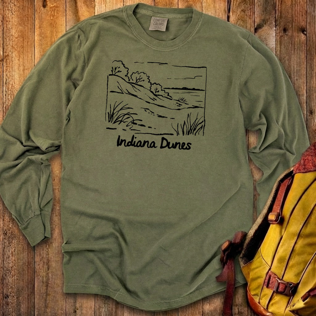 Indiana Dunes National Park Line Drawing Premium Long Sleeve