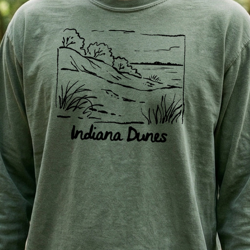 Indiana Dunes National Park Line Drawing Premium Long Sleeve