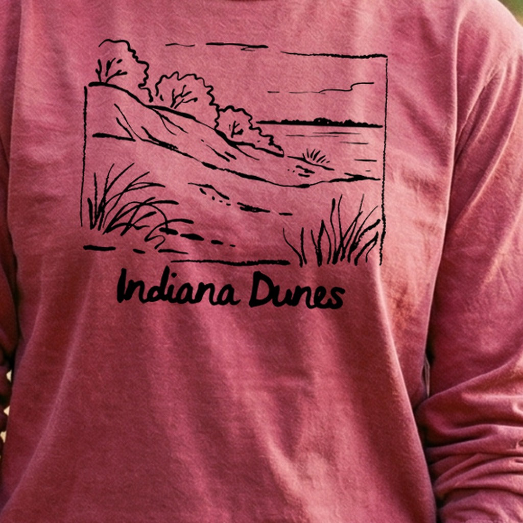 Indiana Dunes National Park Line Drawing Premium Long Sleeve