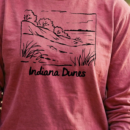Indiana Dunes National Park Line Drawing Premium Long Sleeve