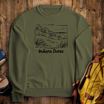 Indiana Dunes National Park Line Drawing Crewneck Sweatshirt