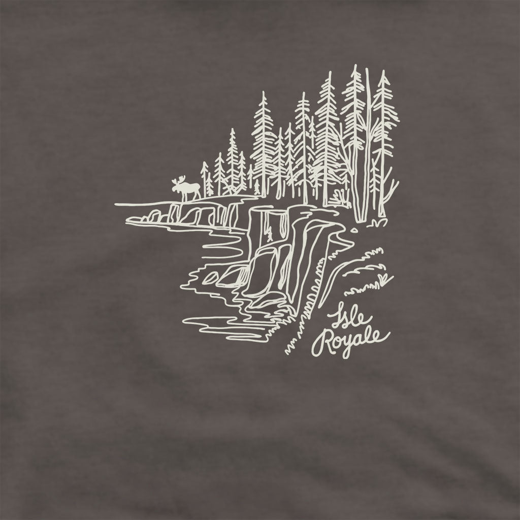 Isle Royale Line Drawing Hoodie