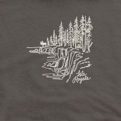 Isle Royale Line Drawing Hoodie