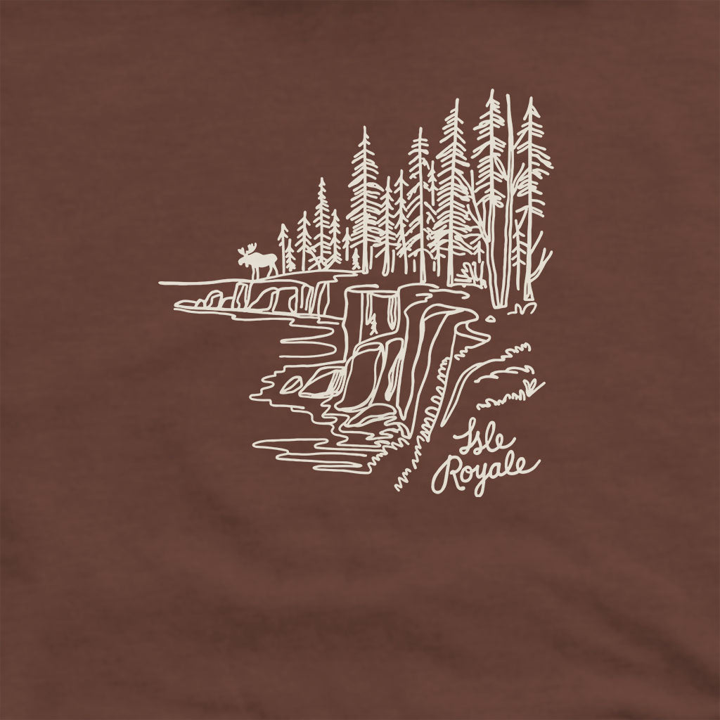 Isle Royale Line Drawing Hoodie