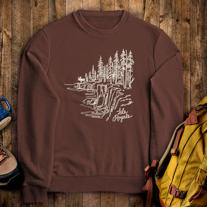 Isle Royale Line Drawing Crewneck Sweatshirt