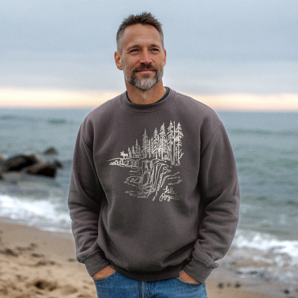 Isle Royale Line Drawing Crewneck Sweatshirt