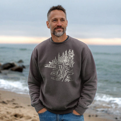 Isle Royale Line Drawing Crewneck Sweatshirt