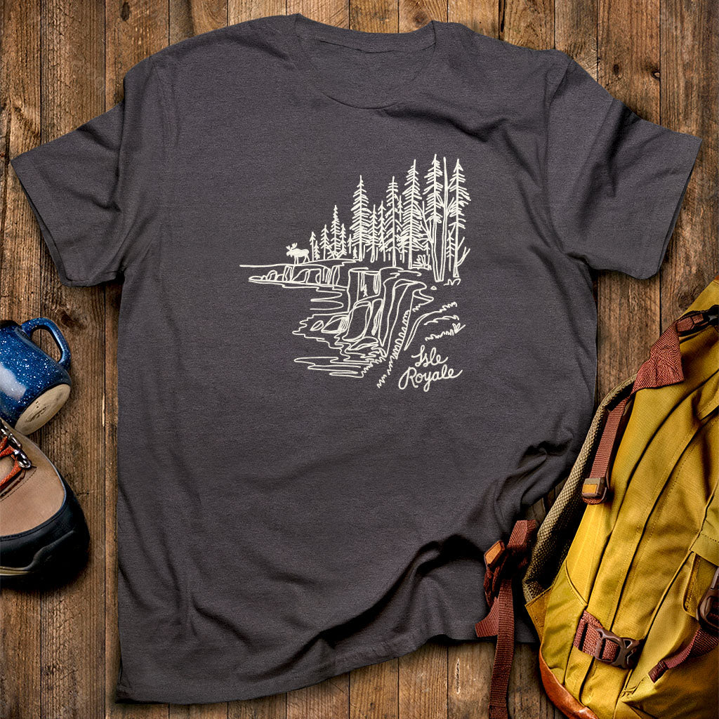 Isle Royale Line Drawing T-Shirt