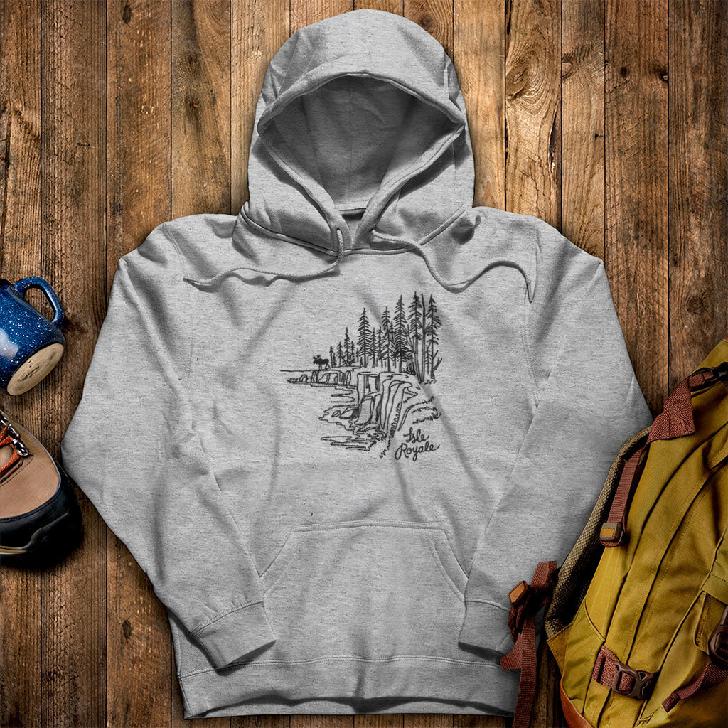 Isle Royale Line Drawing Hoodie