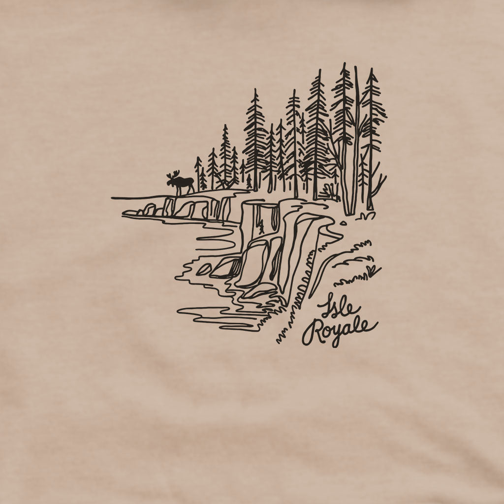 Isle Royale Line Drawing Hoodie