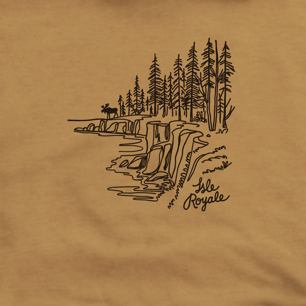 Isle Royale Line Drawing Hoodie