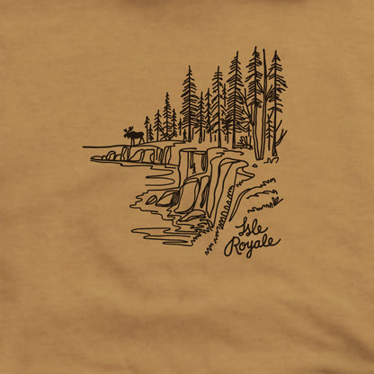 Isle Royale Line Drawing Hoodie