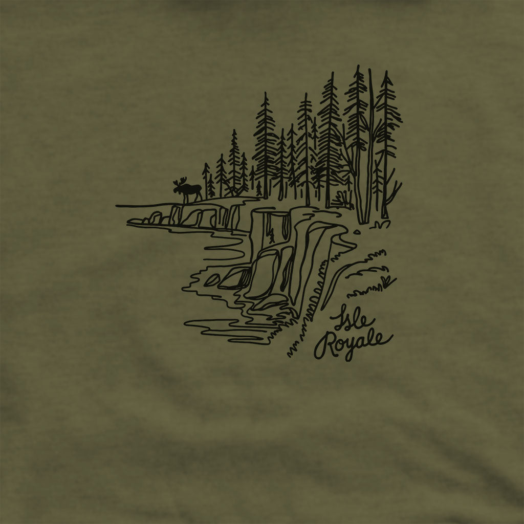 Isle Royale Line Drawing Hoodie