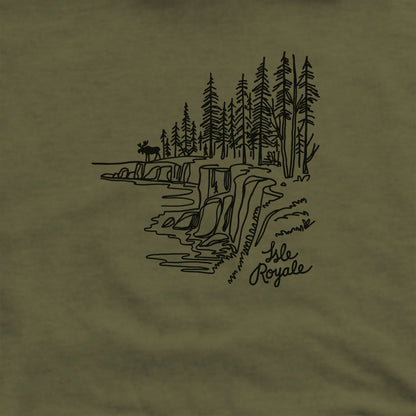 Isle Royale Line Drawing Hoodie