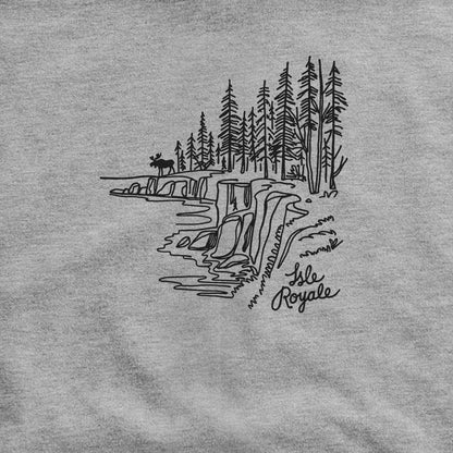 Isle Royale Line Drawing Hoodie
