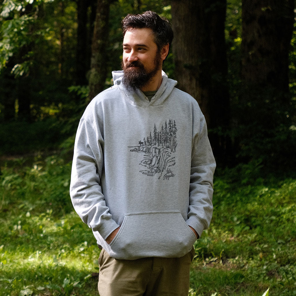 Isle Royale Line Drawing Hoodie