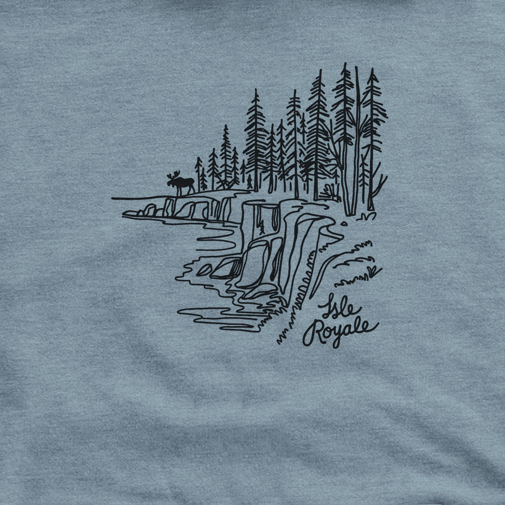 Isle Royale Line Drawing Hoodie