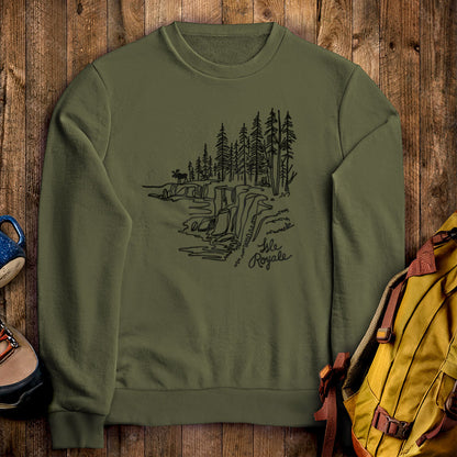 Isle Royale Line Drawing Crewneck Sweatshirt