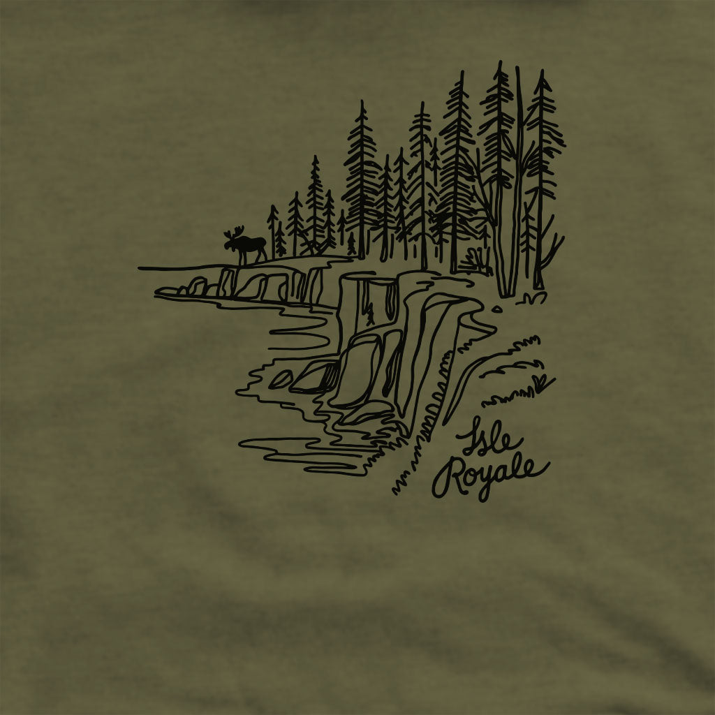 Isle Royale Line Drawing Crewneck Sweatshirt