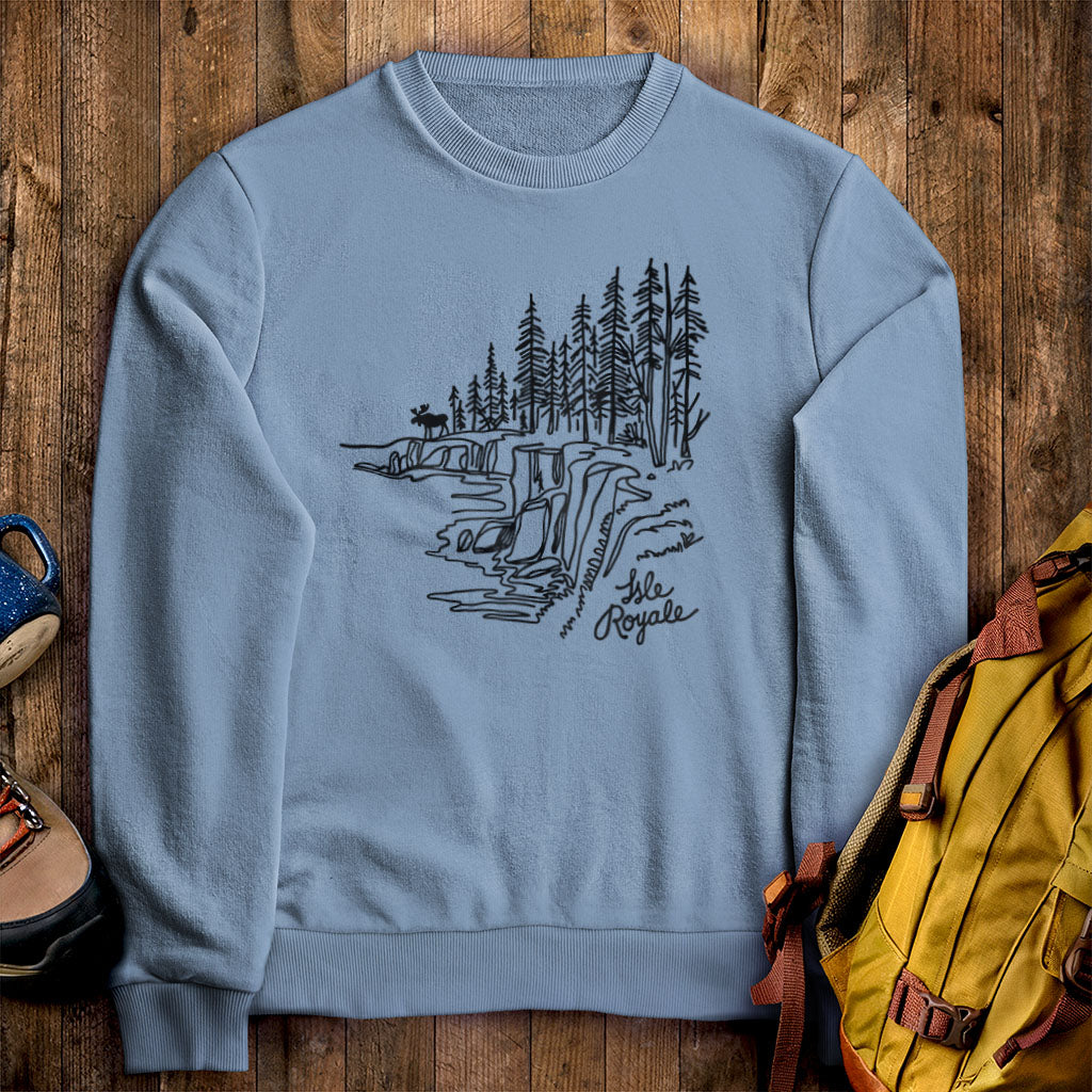 Isle Royale Line Drawing Crewneck Sweatshirt
