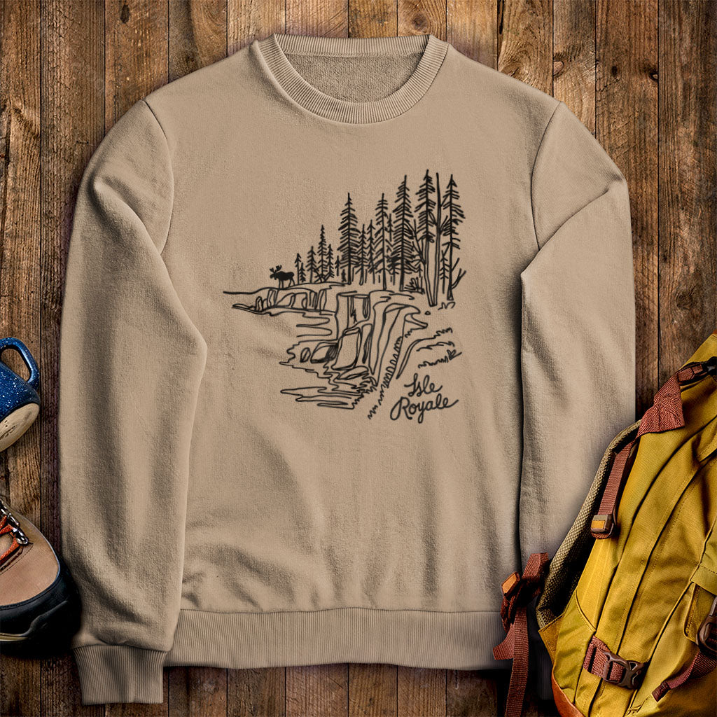 Isle Royale Line Drawing Crewneck Sweatshirt