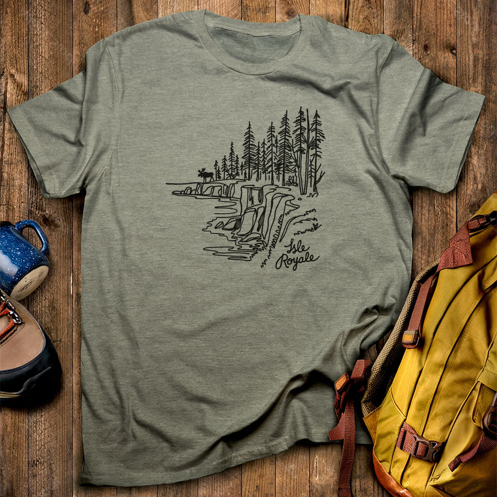 Isle Royale Line Drawing T-Shirt