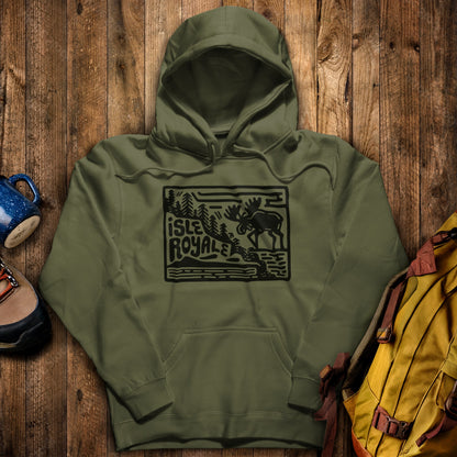 Isle Royale National Park Hoodie Military Green Adventure and Outdoors Themed Hoodie