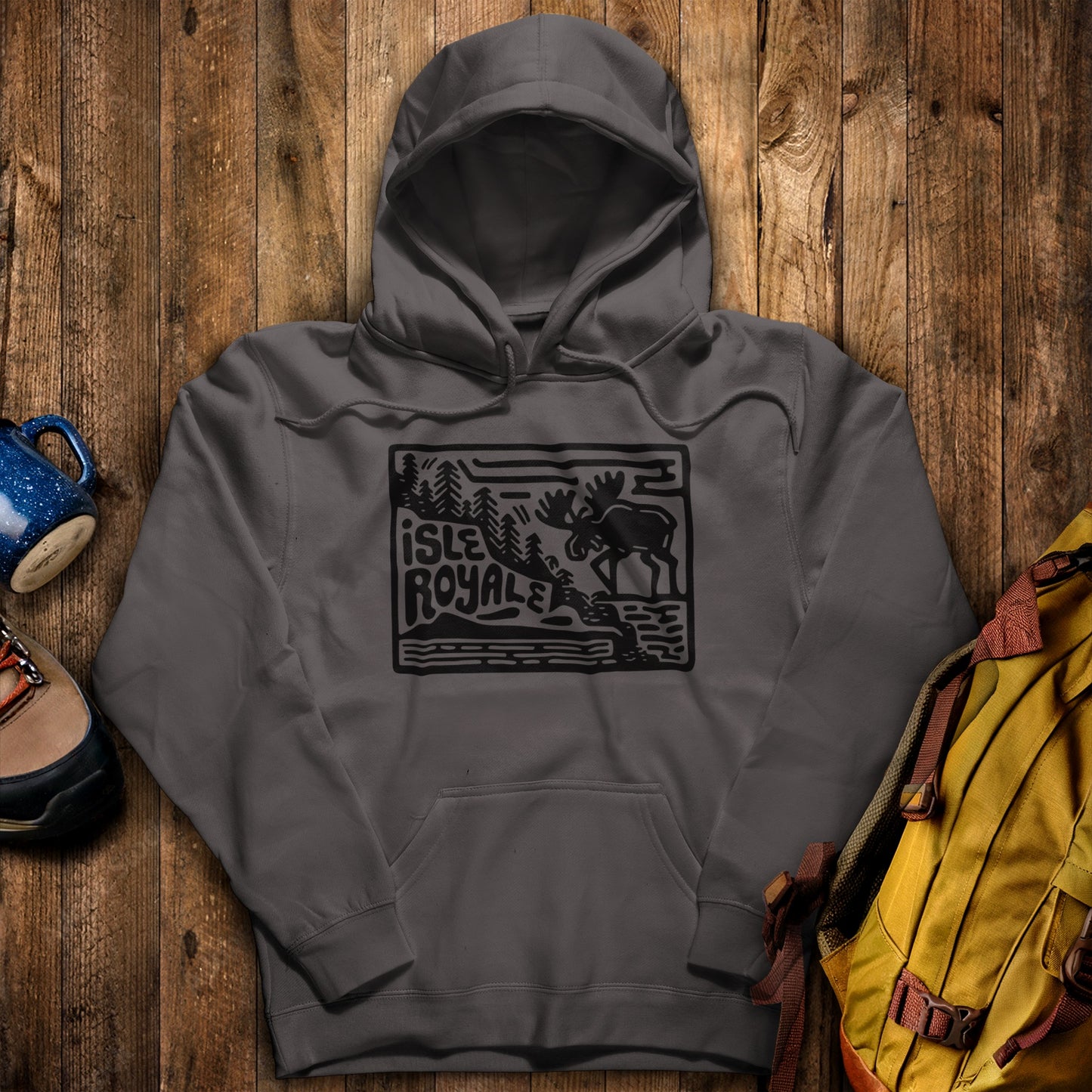 Isle Royale National Park Hoodie Charcoal Adventure and Outdoors Themed Hoodie