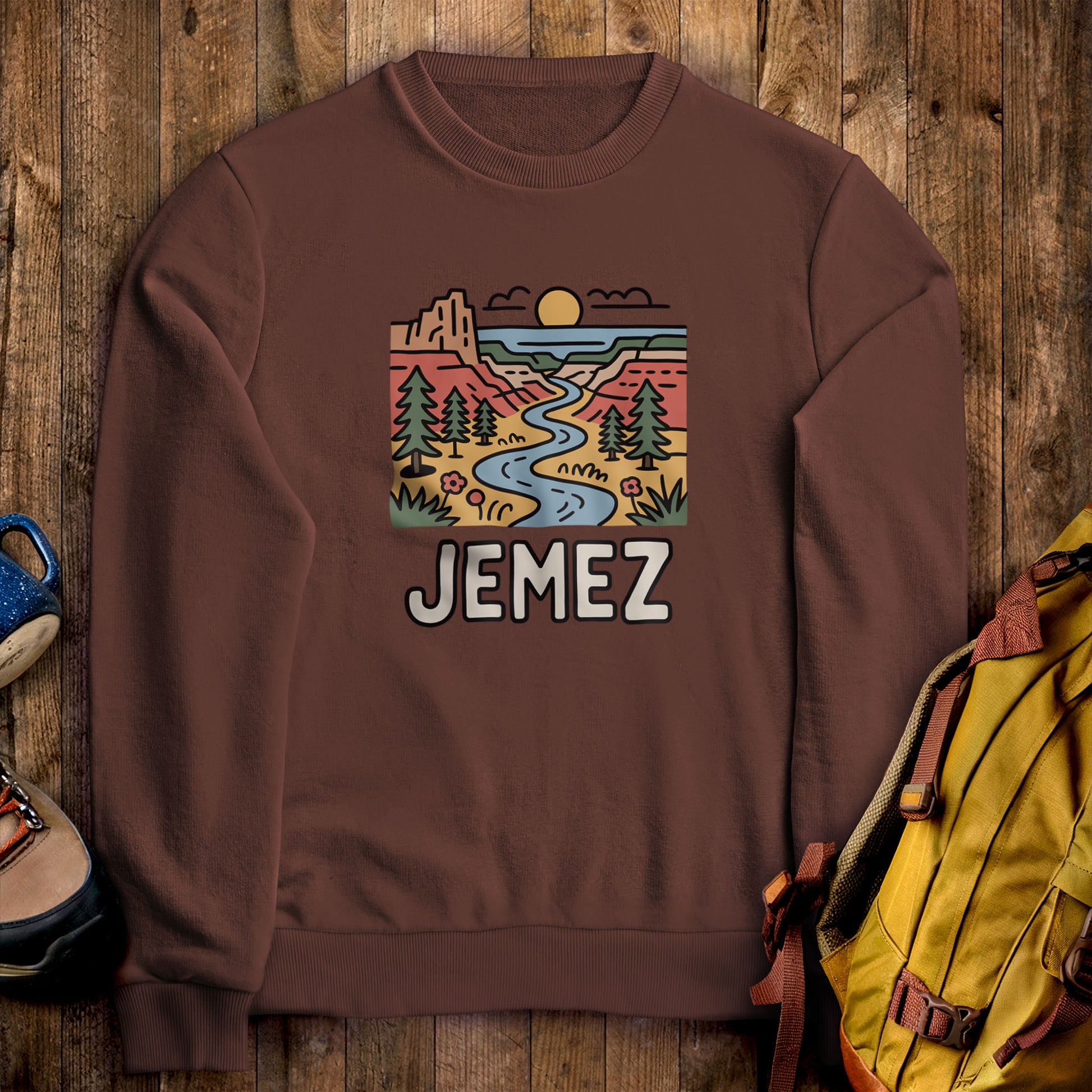 Jemez National Recreation Area Crewneck Sweatshirt Cocoa Adventure and Outdoors Themed Sweatshirt