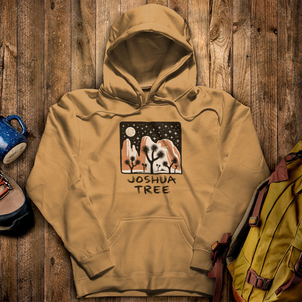 Joshua Tree at Night Hoodie Mustard Adventure and Outdoors Themed Hoodie