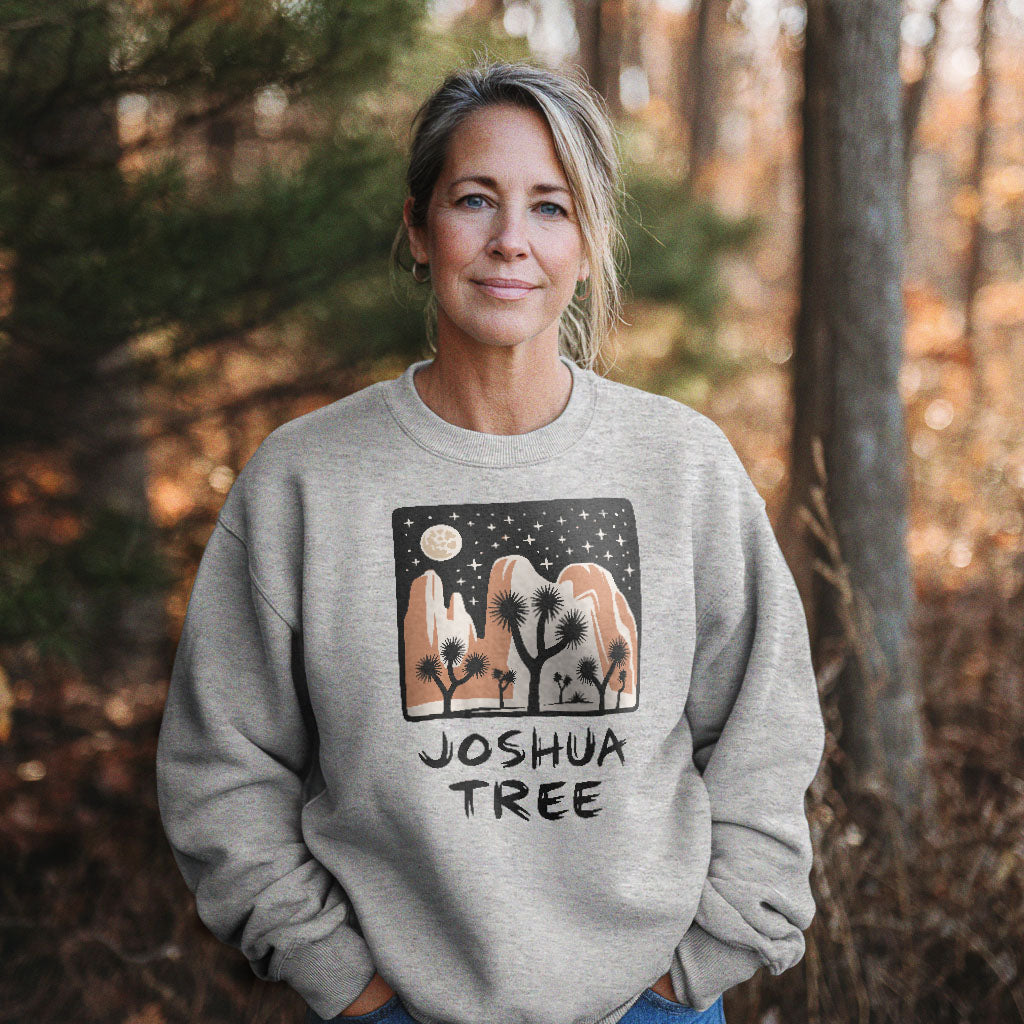 Joshua Tree at Night Crewneck Sweatshirt Adventure and Outdoors Themed Sweatshirt