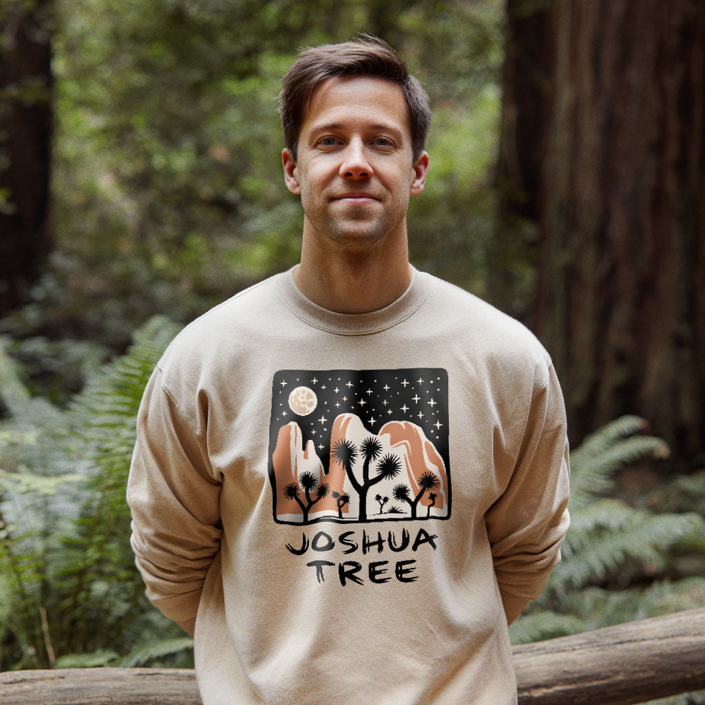 Joshua Tree at Night Crewneck Sweatshirt Adventure and Outdoors Themed Sweatshirt