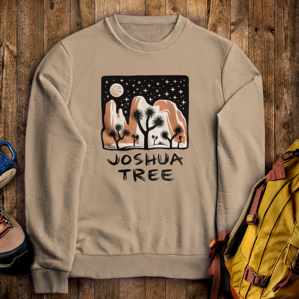 Joshua Tree at Night Crewneck Sweatshirt Sand Adventure and Outdoors Themed Sweatshirt