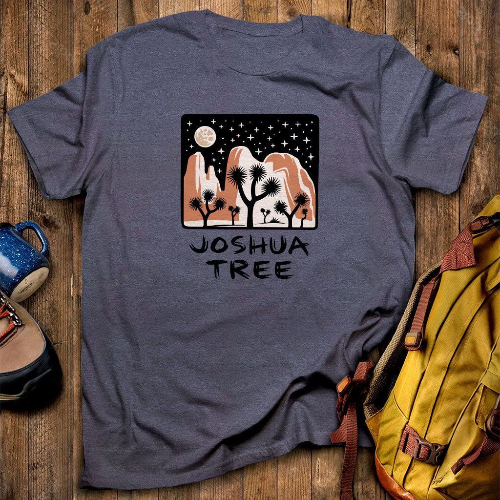 Joshua Tree at Night T-Shirt Heather Navy Adventure and Outdoors Themed T-Shirt