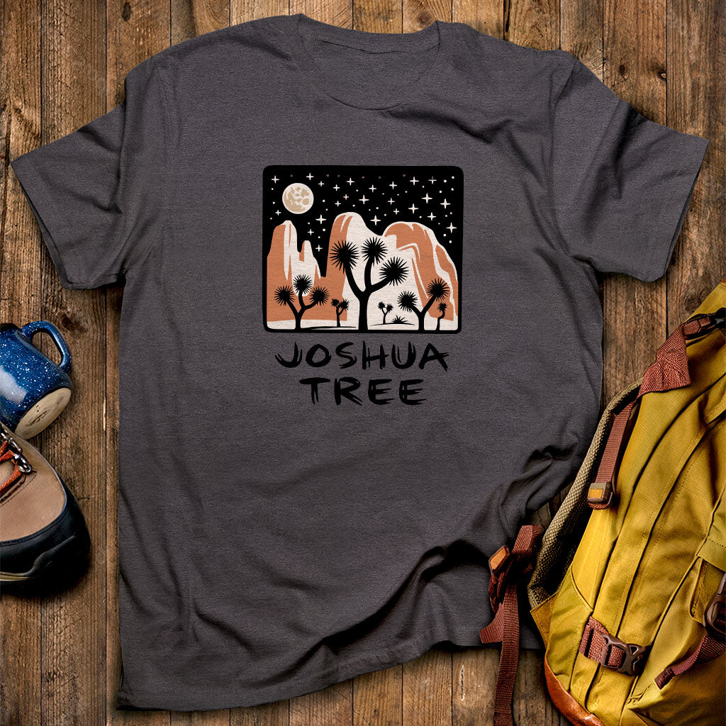 Joshua Tree at Night T-Shirt Dark Heather Adventure and Outdoors Themed T-Shirt