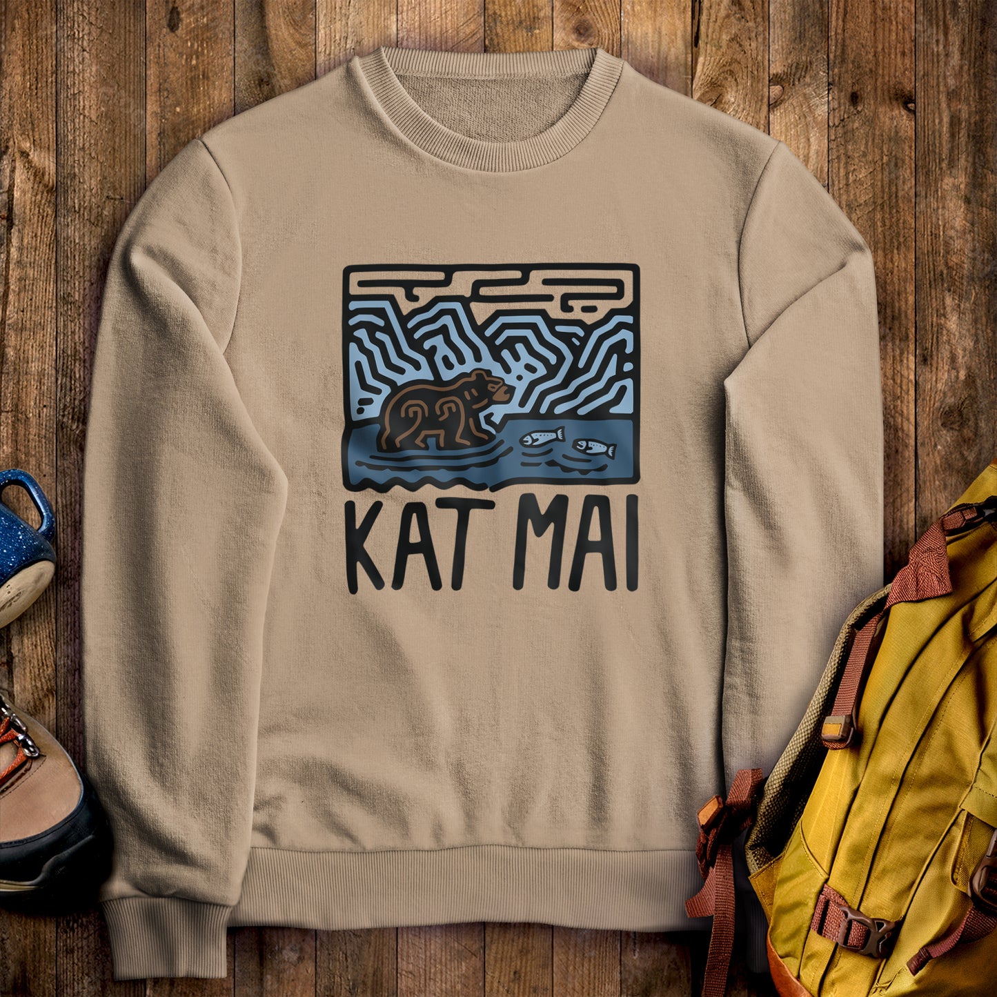 Katmai National Park Crewneck Sweatshirt Sand Adventure and Outdoors Themed Sweatshirt