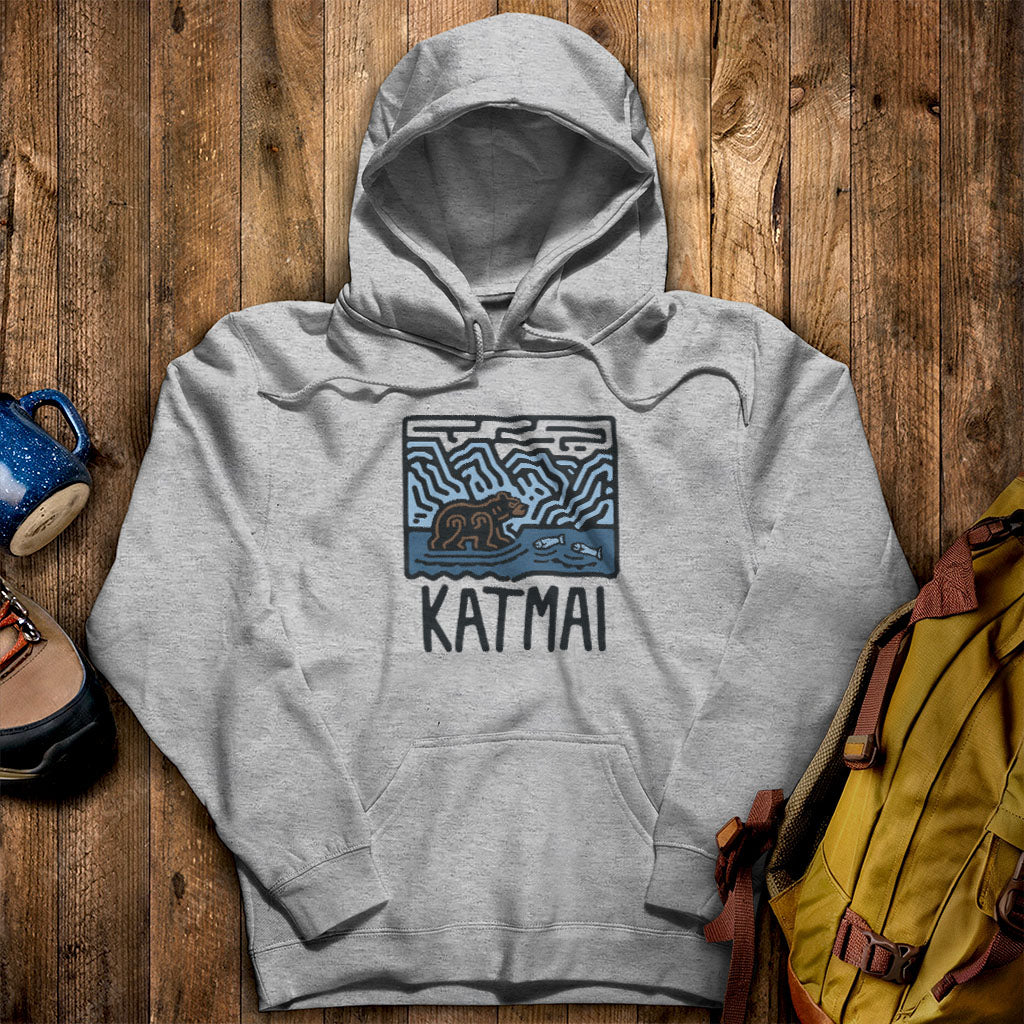 Katmai National Park Hoodie Sport Grey Adventure and Outdoors Themed Hoodie