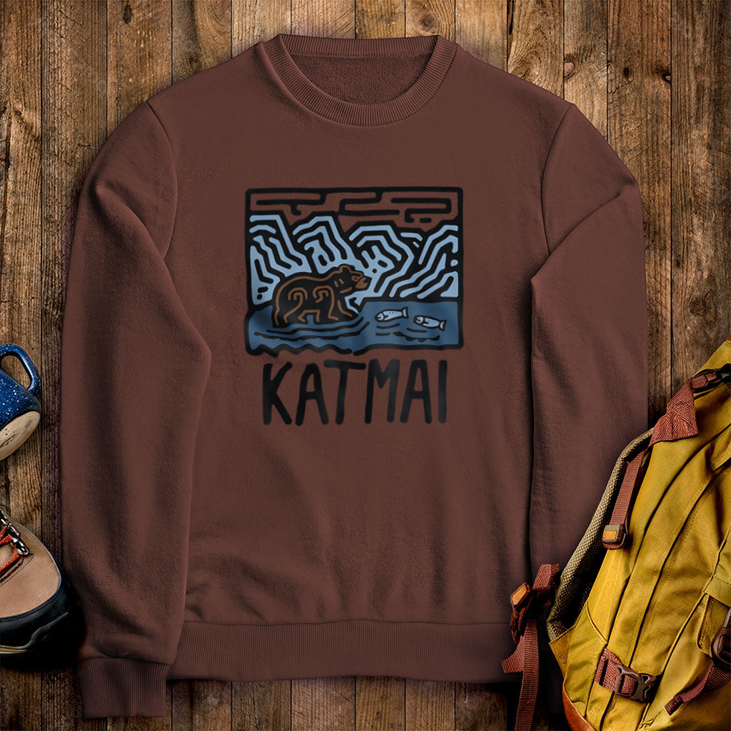 Katmai National Park Crewneck Sweatshirt Cocoa Adventure and Outdoors Themed Sweatshirt