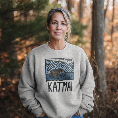 Katmai National Park Crewneck Sweatshirt Adventure and Outdoors Themed Sweatshirt
