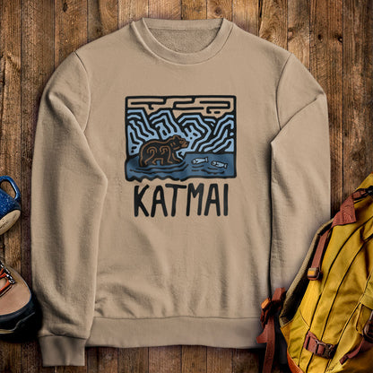 Katmai National Park Crewneck Sweatshirt Sand Adventure and Outdoors Themed Sweatshirt
