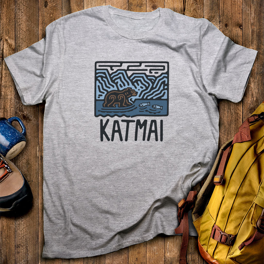 Katmai National Park T-Shirt Sport Grey Adventure and Outdoors Themed T-Shirt