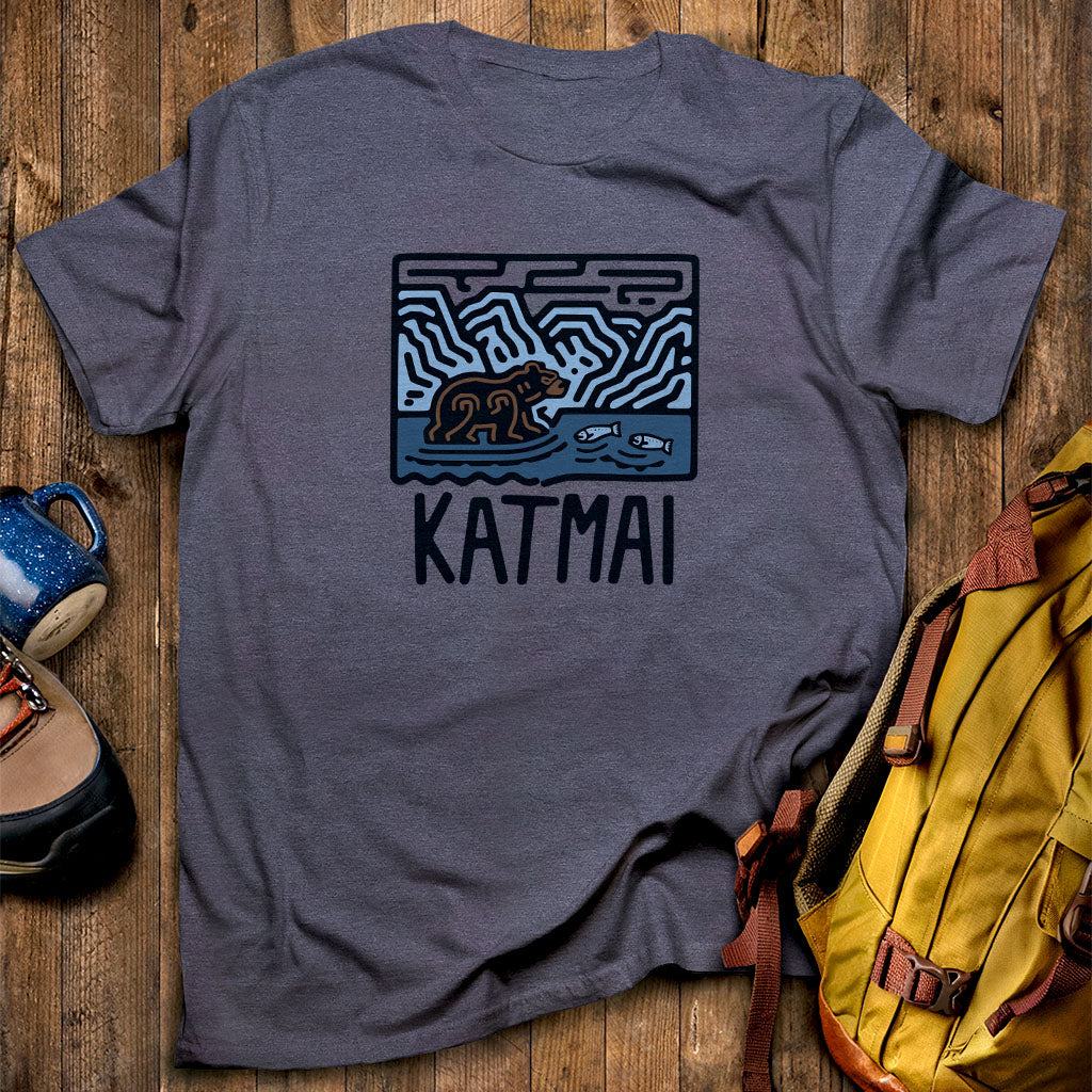 Katmai National Park T-Shirt Heather Navy Adventure and Outdoors Themed T-Shirt