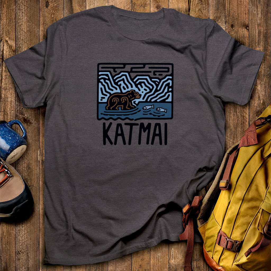 Katmai National Park T-Shirt Dark Heather Adventure and Outdoors Themed T-Shirt