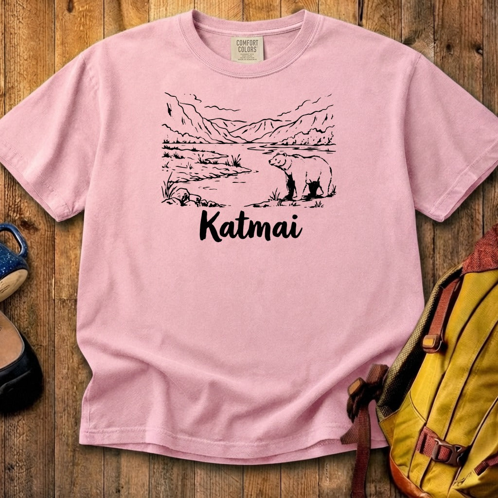 Katmai Line Drawing Cotton T-Shirt