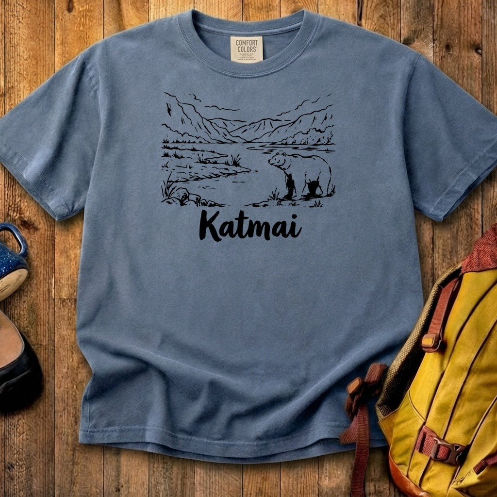 Katmai Line Drawing Cotton T-Shirt