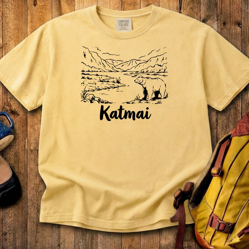 Katmai Line Drawing Cotton T-Shirt