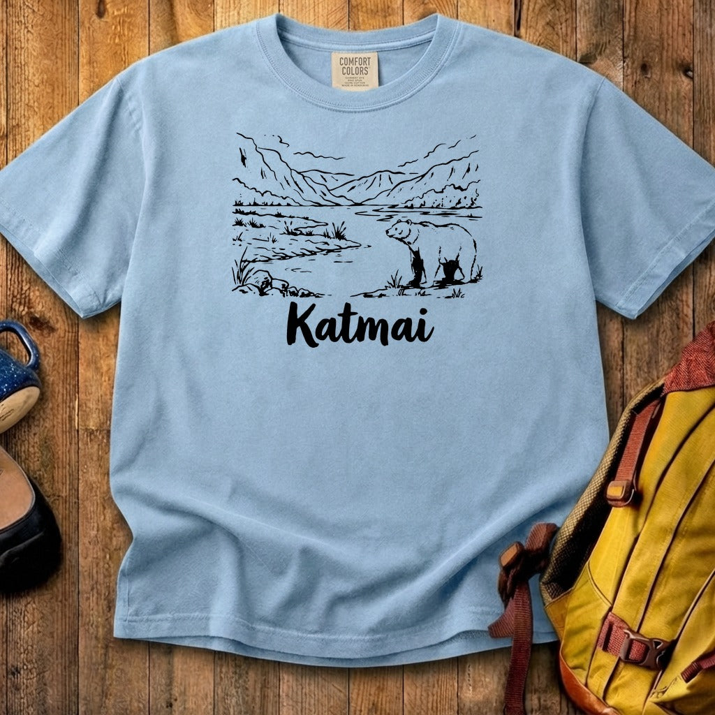Katmai Line Drawing Cotton T-Shirt