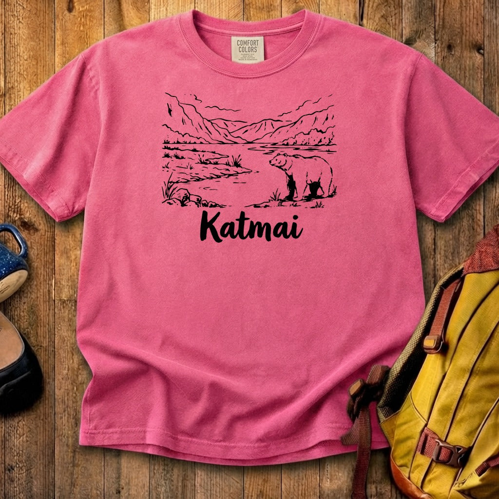 Katmai Line Drawing Cotton T-Shirt
