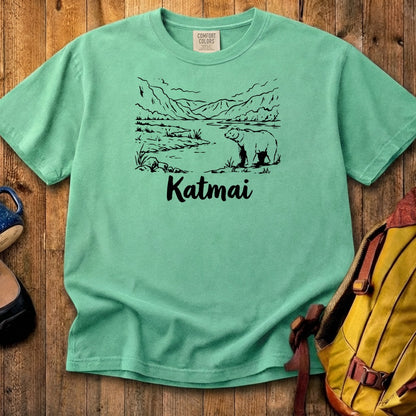 Katmai Line Drawing Cotton T-Shirt